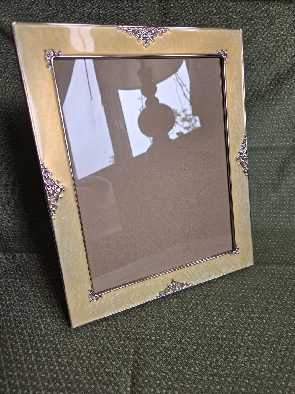 Elegant Yellow Gold Faux Marble Design with Silver Accent Scrolls Phone Frame